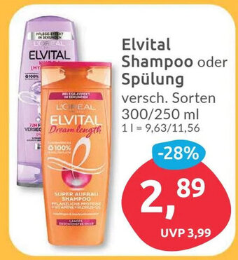 Budni L'OREAL Paris Elvital Shampoo oder Spülung versch. Sorten 300/250 ml Angebot