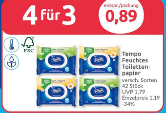 Budni Tempo Feuchtes Toilettenpapier versch. Sorten 42 Stück Angebot