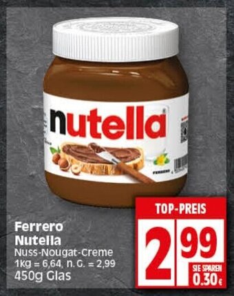 Elli Markt Ferrero Nutella 450g Angebot