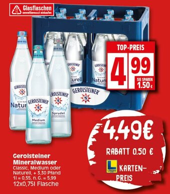 Elli Markt Gerolsteiner Mineralwasser Classic, Medium oder Naturell, 12*750ml Angebot