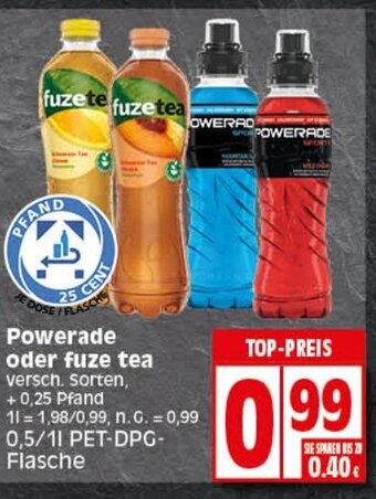 Elli Markt Powerade oder fuze tea 500ml/1L Angebot
