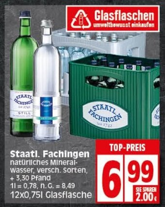 Elli Markt Staatl. Fachingen natürliches Mineralwasser 12*750ml Angebot