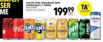 CITTI Markt Coca-Cola, Fanta, Tuborg Squash, Sprite, Carlsberg Sport eller Ramlösa Flere varianter. 3 kasser à 24 x 0,33 liter Angebot