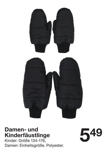 Zeeman Damen- und Kinderfäustlinge Kinder: Größe 134-176, Damen: Einheitsgröße. Polyester. Angebot
