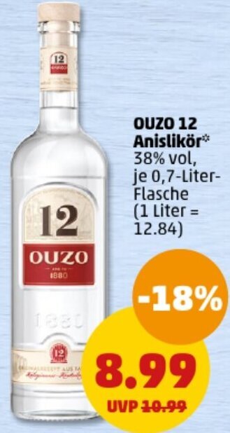 PENNY OUZO 12 Anislikör 0,7-Liter Flasche Angebot