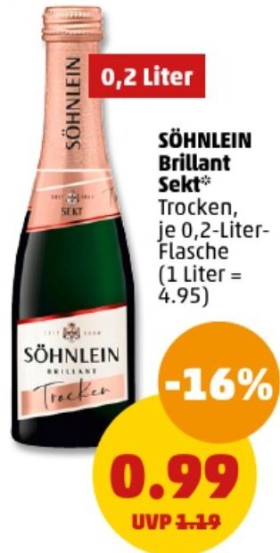 PENNY SÖHNLEIN Brillant Sekt 0,2 Liter Flasche Angebot