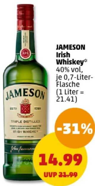 PENNY JAMESON Irish Whiskey 0,7 Liter Flasche Angebot