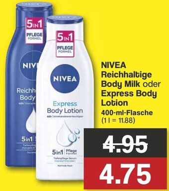 Famila Nord West NIVEA Reichhaltige Body Milk oder Express Body Lotion 400-ml-Flasche Angebot