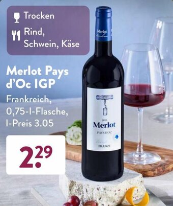 Aldi Süd Merlot Pays d'Oc IGP 0,75 L Flasche Angebot