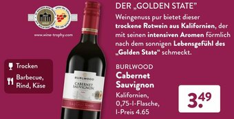 Aldi Süd BURLWOOD Cabernet Sauvignon 0,75 L Flasche Angebot