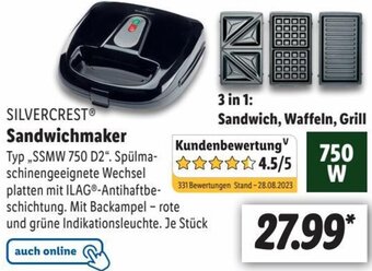 Lidl SILVERCREST Sandwichmaker SSMW 750 D2 Angebot