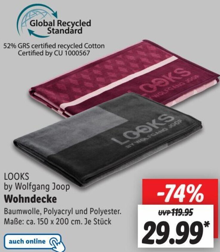 LOOKS by Wolfgang Joop Wohndecke Angebot bei Lidl