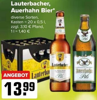 Logo Getränkemarkt Lauterbacher, Auerhahn Bier 20x0,5 L Angebot