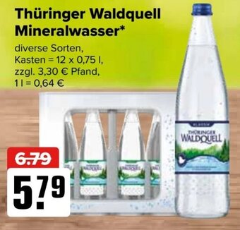 Logo Getränkemarkt Thüringer Waldquell Mineralwasser 12x0,75 L Angebot