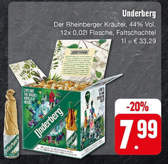 Edeka Underberg Der Rheinberger Kräuter, 44% Vol. 12x 0,02l Angebot