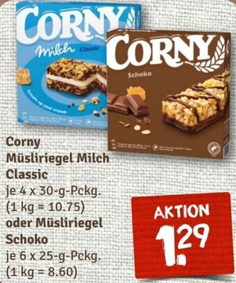 nahkauf Corny Müsliriegel Milch Classic 4 x 30-g-Pckg. oder Müsliriegel Schoko 6x25 g Pckg. Angebot