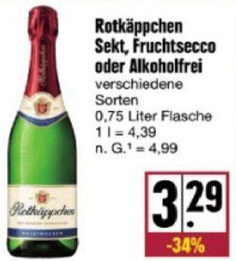 nah & gut Rotkäppchen Sekt, Fruchtsecco oder Alkoholfrei 0,75 Liter Flasche Angebot