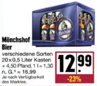 nah & gut Mönchshof Bier 20x0,5 Liter Kasten Angebot