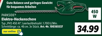 Lidl PARKSIDE Elektro-Heckenschere PHS 450 A1 Angebot