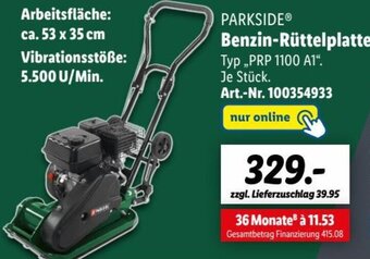 Lidl PARKSIDE Benzin-Rüttelplatte PRP 1100 A1 Angebot