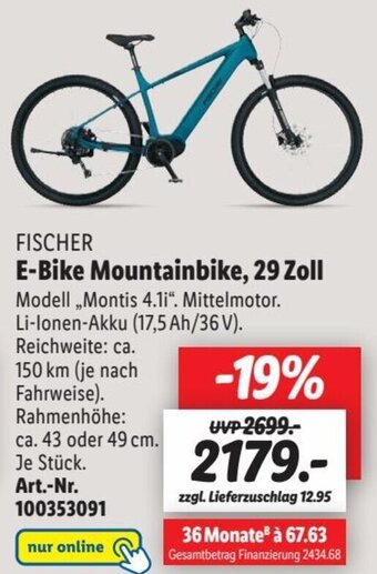 Lidl FISCHER E-Bike Mountainbike, 29 Zoll Angebot