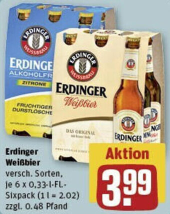 REWE Erdinger Weißbier 6x0,33 L-Fl. Angebot