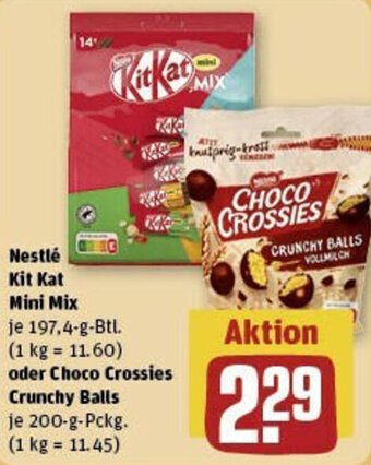 REWE Nestlé Kit Kat Mini Mix 197,4-g-Btl. oder Choco Crossies Crunchy Balls 200-g-Pckg. Angebot