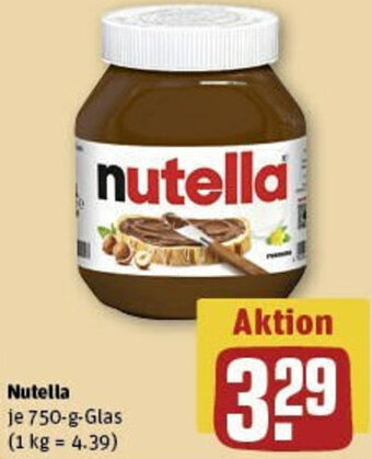 REWE Nutella 750 g Glas Angebot