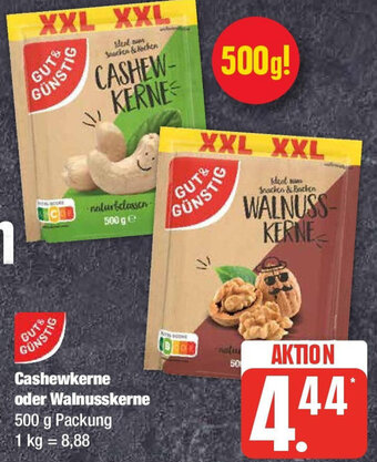 Edeka Gut & Günstig Cashewkerne oder Walnusskerne 500 g Packung Angebot