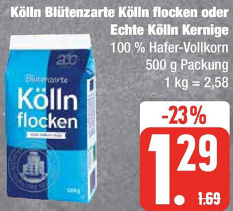 Edeka Kölln Blütenzarte Kölln flocken oder Echte Kölln Kernige 500 g Packung Angebot