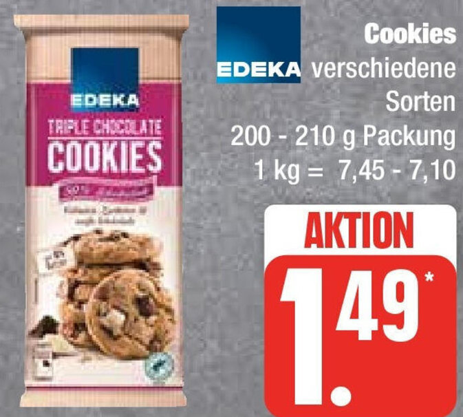 EDEKA Cookies 200210 g Packung Angebot bei Edeka