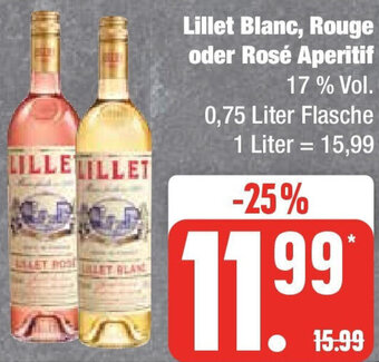 Edeka Lillet Blanc, Rouge oder Rosé Aperitif 0,75 Liter Flasche Angebot