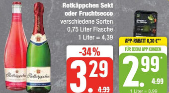 Edeka Rotkäppchen Sekt oder Fruchtsecco 0,75 Liter Flasche Angebot