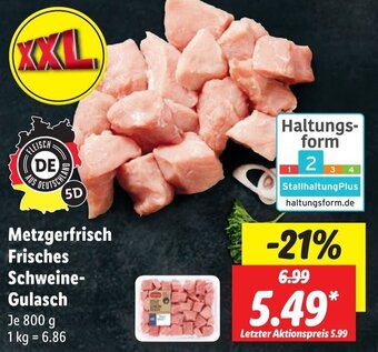 Lidl Metzgerfrisch Frisches Schweine Gulasch 800 g Angebot