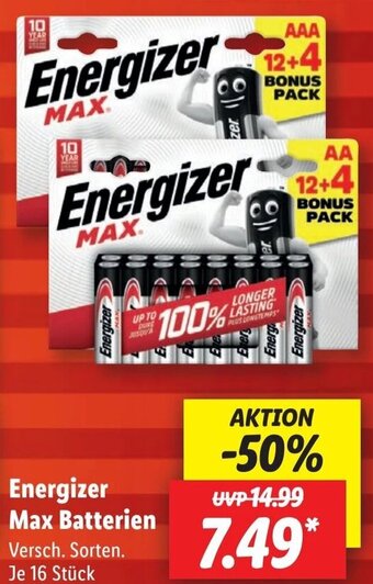 Lidl Energizer Max Batterien 16 Stück Angebot