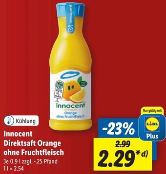 Lidl Innocent Direktsaft Orange ohne Fruchtfleisch 0,9 L Angebot