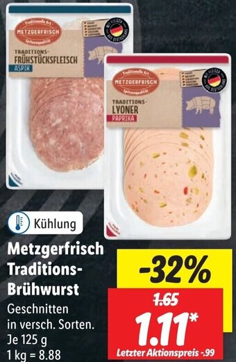 Lidl Metzgerfrisch Traditions Brühwurst 125 g Angebot