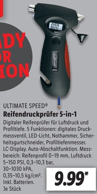 Lidl ULTIMATE SPEED Reifendruckprüfer 5-in-1 Angebot