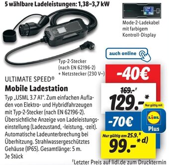 Lidl ULTIMATE SPEED Mobile Ladestation USML 3.7 A1 Angebot
