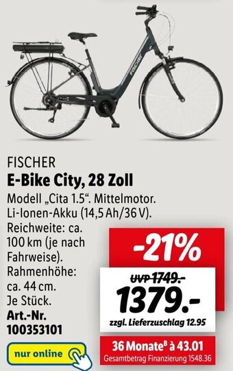 Lidl FISCHER E-Bike City, 28 Zoll Angebot