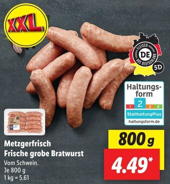 Lidl Metzgerfrisch Frische grobe Bratwurst 800 g Angebot
