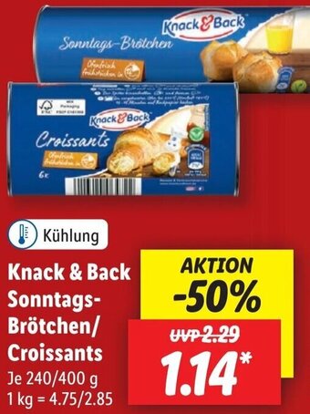 Lidl Knack & Back Sonntags Brötchen/ Croissants 240/400 g Angebot