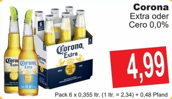 Getränke Göbel Corona Extra oder Cero 0,0% Pack 6 x 0,355 ltr. Angebot