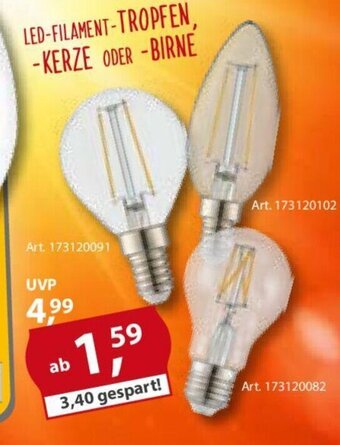 Sonderpreis Baumarkt LED-FILAMENT-TROPFEN -KERZE ODER-BIRNE Angebot