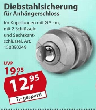 Sonderpreis Baumarkt Diebstahlsicherung für Anhängerschloss Angebot
