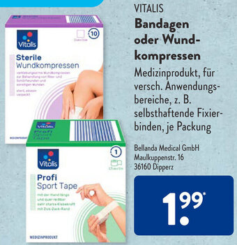 Aldi Süd VITALIS Bandagen oder Wundkompressen Angebot