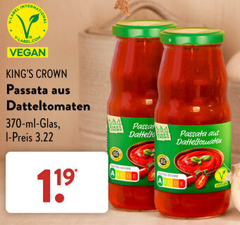 Aldi Süd KING'S CROWN Passata aus Datteltomaten 370 ml Glas Angebot