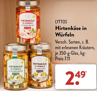 Aldi Süd LYTTOS Hirtenkäse in Würfeln 350 g Glas Angebot