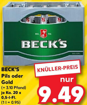 Kaufland BECK'S Pils oder Gold Ka. 20x0,5 L-Fl. Angebot