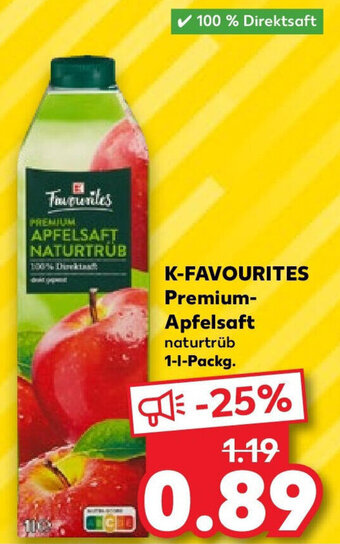 Kaufland K-FAVOURITES Premium Apfelsaft 1 L Packg. Angebot